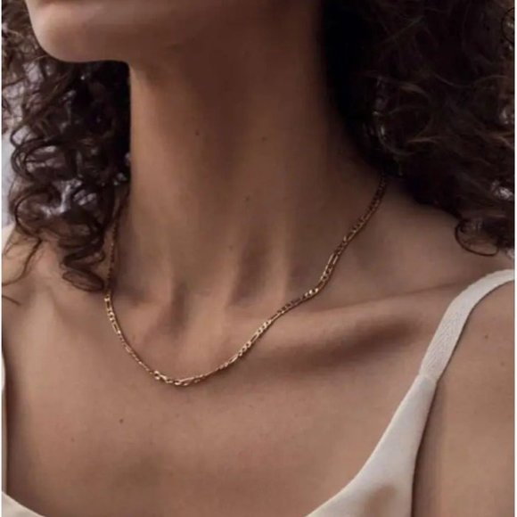 Figaro Cuban Gold Chain WATERPROOF Necklace non-tarnish jewelry gift for her - Picture 6 of 12